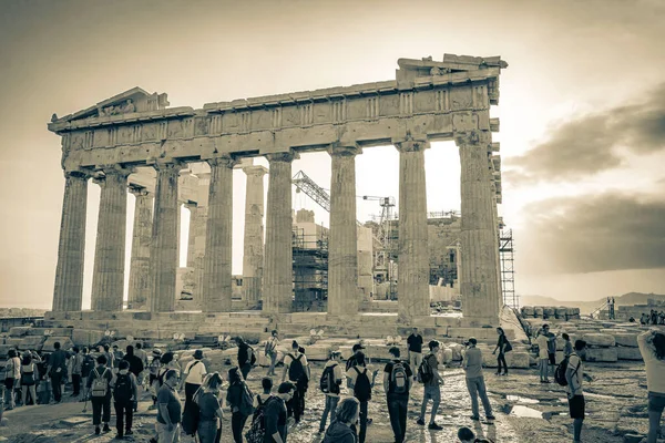 Athènes Grèce Octobre 2018 Photo Noir Blanc Acropole Athènes Avec — Photo