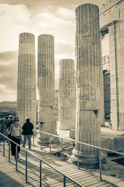 Афіни Греція Жовтень 2018 Чорно Біле Зображення Деталей Скульптур Акрополя — стокове фото