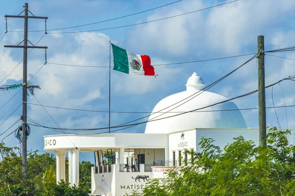 Puerto Aventuras México Febrero 2022 Bandera Roja Blanca Verde Mexicana —  Fotos de Stock