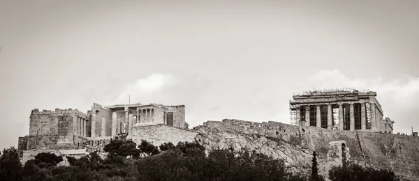 Foto Blanco Negro Acrópolis Atenas Colina Con Ruinas Increíbles Hermosas — Foto de Stock