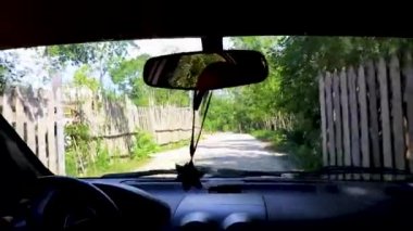 Ormandaki çakıllı yolda giderken Tulum Quintana Roo Mexico 'nun tropikal doğası.