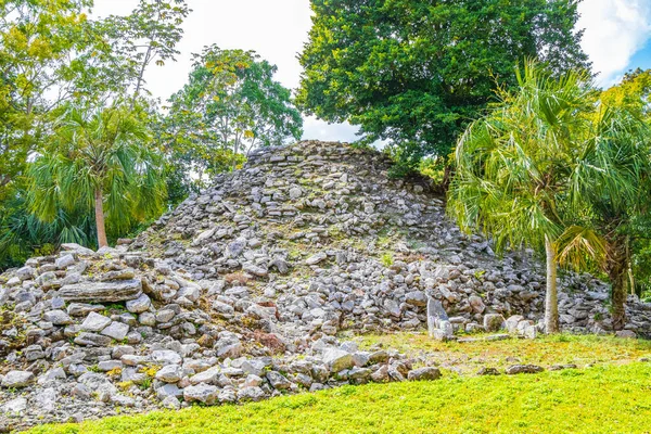 Antico Sito Maya Con Rovine Del Tempio Piramidi Manufatti Nella — Foto Stock