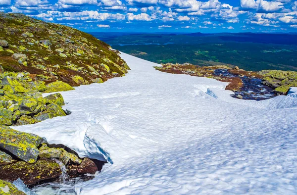 Csodálatos Panoráma Kilátás Nyílik Tetején Hydnefossen Vízesés Veslehodn Veslehorn Hegy — Stock Fotó