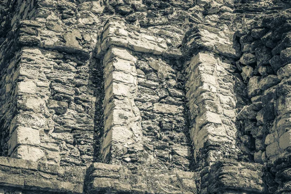 Vecchia Foto Bianco Nero Dell Antico Sito Maya Con Rovine — Foto Stock