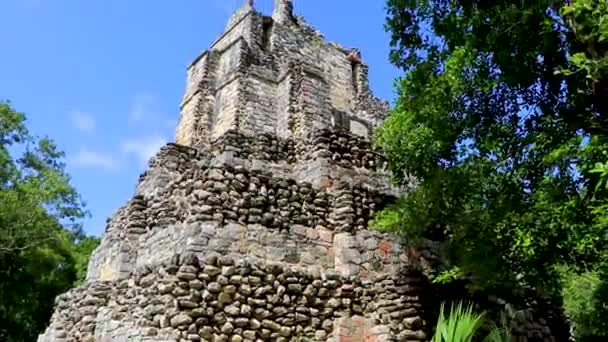 Antico Sito Maya Con Rovine Del Tempio Piramidi Manufatti Nella — Video Stock