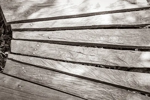 Старое Черно Белое Изображение Текстуры Рисунка Деревянных Пешеходных Троп Моста — стоковое фото