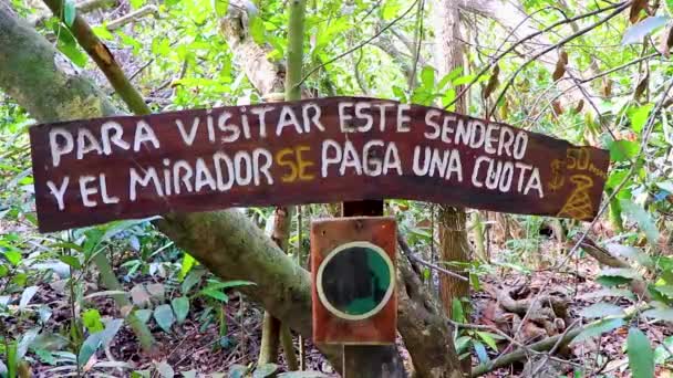 Muyil Mexico Februari 2022 Informatie Ingang Wandelpaden Welkom Sing Board — Stockvideo