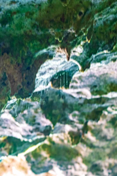 Fantastiska Blå Turkos Vatten Och Kalksten Grotta Sjunkhål Cenote Santuario — Stockfoto