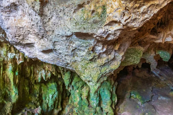 Úžasná Modrá Tyrkysová Voda Vápencová Jeskyně Santuario Los Guerreros Puerto — Stock fotografie
