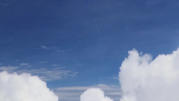 Flying Samut Prakan Thailand View Airplane Window Blue Sky Clouds — Stockvideo