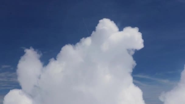 Flying Samut Prakan Thailand View Airplane Window Blue Sky Clouds — Stock Video