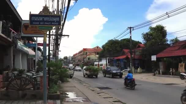 Surat Thani Thaïlande Mai 2018 Bars Rue Restaurants Marché Nuit — Video