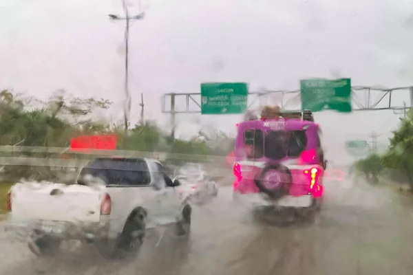 Playa Del Carmen Mexico March 2022 Pink Xcaret Bus Drives — Stock Photo, Image