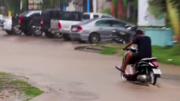 Koh Samui Thailand May 2018 Extreme Monsoon Rain Flooded Roads — Stock Video