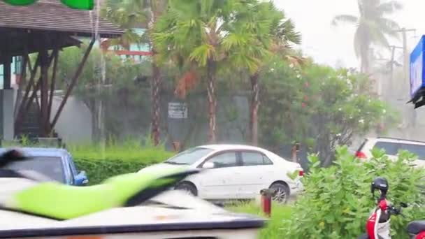 Koh Samui Thailand May 2018 Extreme Monsoon Rain Flooded Roads — Stock Video