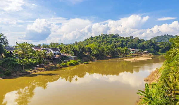 Panorama Krajobrazu Mekong Rzeki Luang Prabang Miasta Laosie World Tour — Zdjęcie stockowe