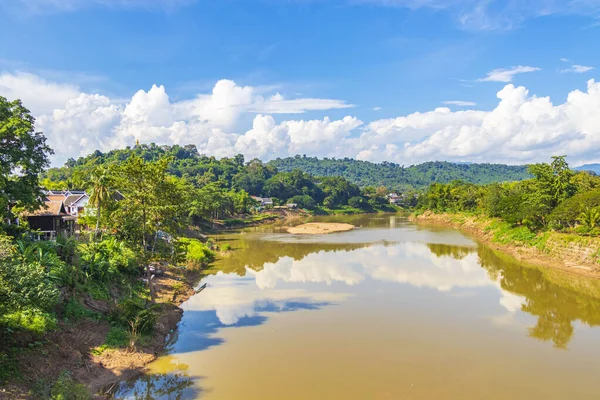 Panorama Krajobrazu Mekong Rzeki Luang Prabang Miasta Laosie World Tour — Zdjęcie stockowe