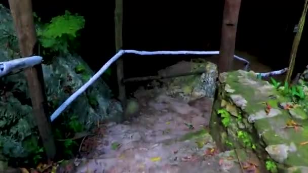 Csodálatos Kék Türkiz Víz Mészkő Barlang Víznyelő Cenote Quintana Roo — Stock videók