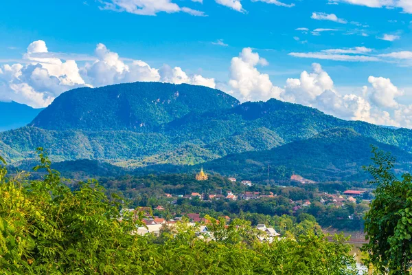 Naturalna Panorama Dżungli Krajobrazu Rzeki Mekong Miasta Luang Prabang Laosie — Zdjęcie stockowe