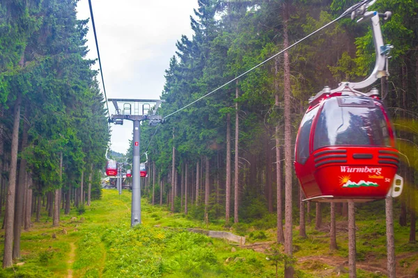 Harz Germany August 2013 Wurmberg Ride Red Gondola Cable Car — Stock Photo, Image