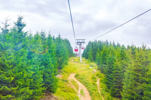 Harz Germany August 2013 Wurmberg Ride Red Gondola Cable Car — Stock Photo, Image