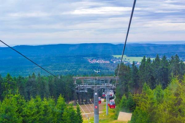 Harz Germany August 2013 Wurmberg Ride Red Gondola Cable Car — Stock Photo, Image