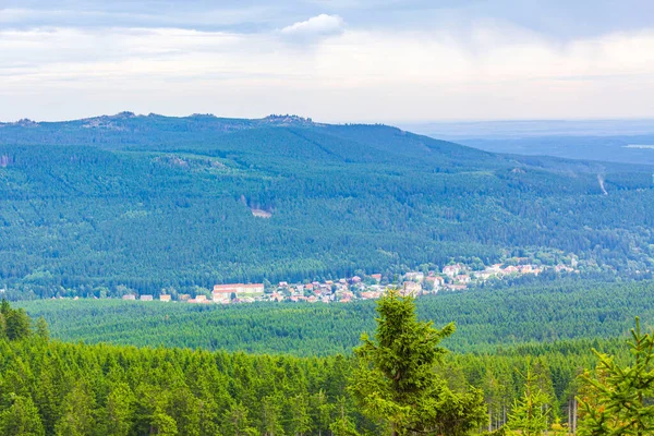 Hermosa Vista Panorámica Paisaje Montañoso Wurmberg Teleférico Góndola Braunlage Harz — Foto de Stock