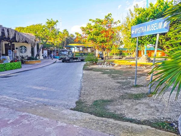 Tulum Mexico February 2022 Driving Thru Typical Colorful Street Road — Stock Photo, Image