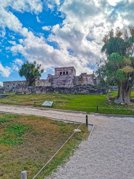 Tulum México Febrero 2022 Antiguas Ruinas Tulum Sitio Maya Con —  Fotos de Stock