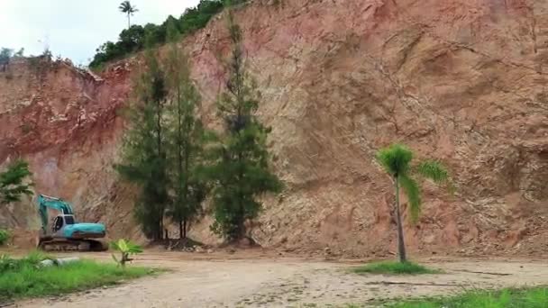 Excavator Removed Mountain Tropical Forest Jungle Koh Samui Island Surat — Stok video