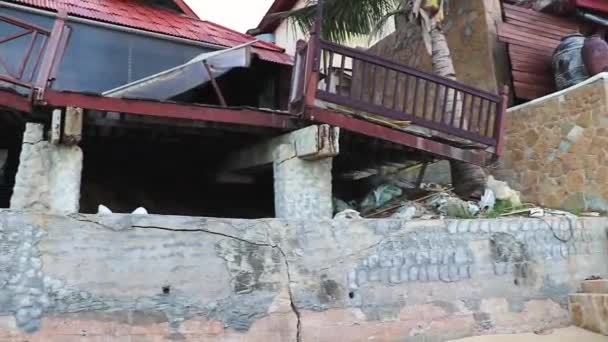 Gebouwen Hut Huis Bar Restaurant Verwoest Door Tsunami Koh Samui — Stockvideo