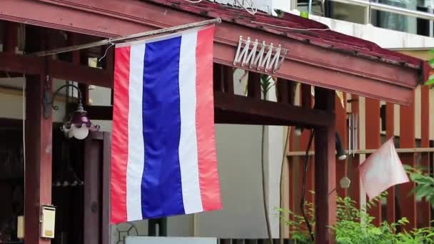 Thai Flag Red White Blue Koh Samui Island Surat Thani — Αρχείο Βίντεο