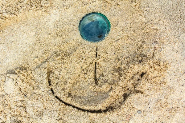 Beautiful Written Smile Wadden Sea Tidelands Coast Beach Sand Dike — Stock Photo, Image