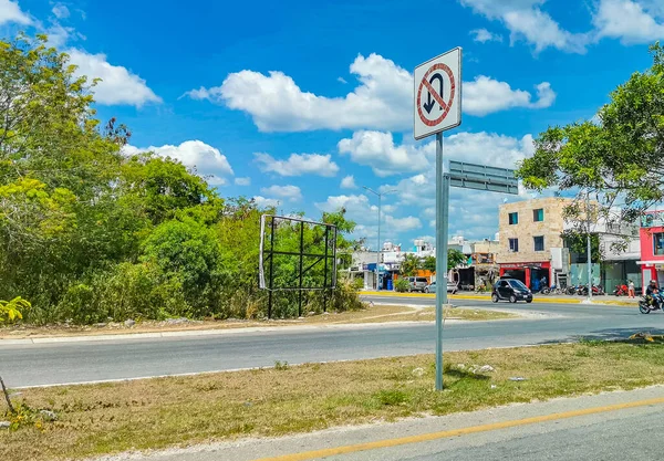 Playa Del Carmen Mexico May 2022 Typical Street Road Cityscape — стокове фото