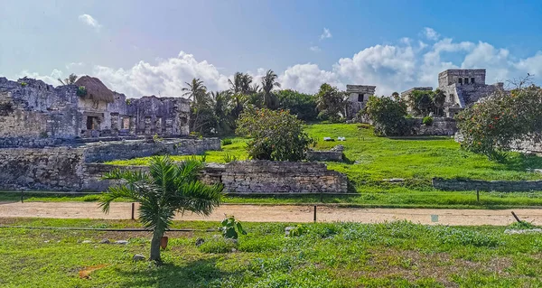 Αρχαία Tulum Ερείπια Μάγια Τοποθεσία Ερείπια Ναού Πυραμίδες Και Αντικείμενα — Φωτογραφία Αρχείου
