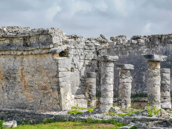 Ősi Tulum Romok Maja Helyén Templom Romok Piramisok Ereklyék Trópusi — Stock Fotó