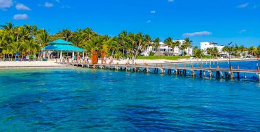 Cancun Mexico 24. January 2022 Boat trip from Cancun to Island Mujeres Contoy and Whale shark tour natural seascape panorama blue turquoise green clear water view from boat in Quintana Roo Mexico.