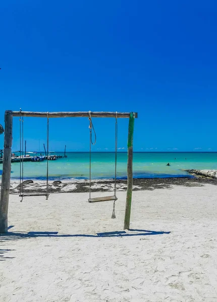 Vista Panorámica Del Paisaje Hermosa Isla Holbox Banco Arena Playa — Foto de Stock