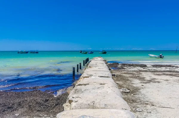 Vista Panorámica Del Paisaje Hermosa Isla Holbox Banco Arena Playa — Foto de Stock