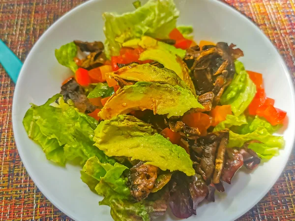 Plate Healthy Salad Food Drink Restaurant Papacharly Papa Charly Playa — стоковое фото