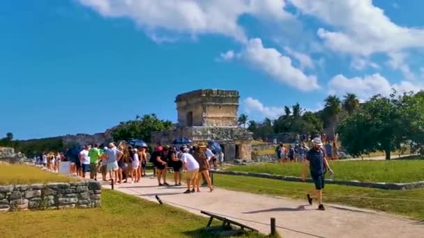 Tulum Mexiko Februar 2022 Antike Ruinen Tulum Maya Stätte Mit — Stockvideo