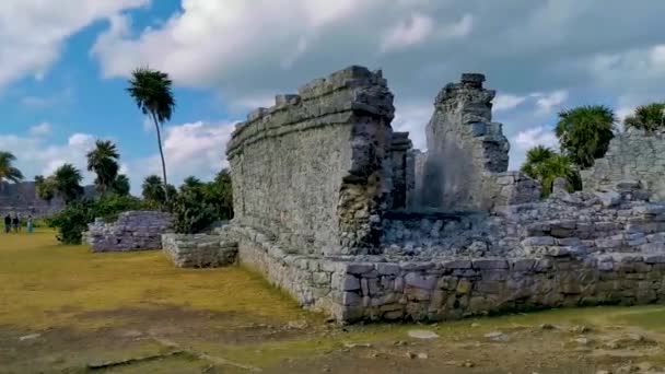 Tulum México Febrero 2022 Antiguas Ruinas Tulum Sitio Maya Con — Vídeos de Stock