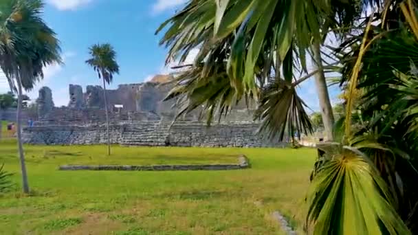 Тулум Мексика Февраль 2022 Древний Тулум Разрушает Место Майя Храмовыми — стоковое видео