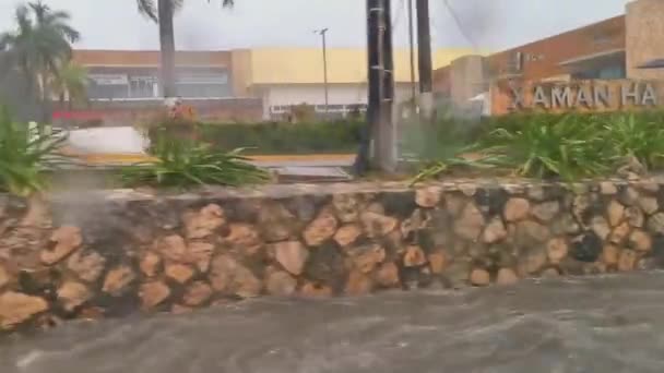 Playa Del Carmen Mexico March 2022 Driving Heavy Rain Monsoon — Stockvideo