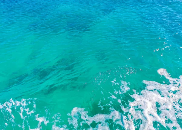 Beautiful Blue Turquoise Water Waves Ocean Sea Texture Pattern Cancun — Stockfoto