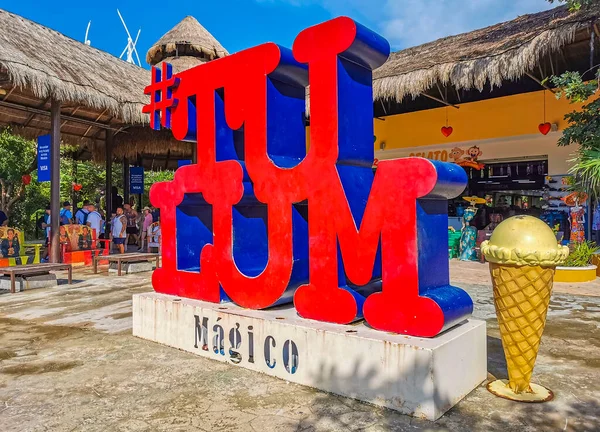 Tulum Mexico August 2022 Big Red Sign Lettering Writing Tulum —  Fotos de Stock