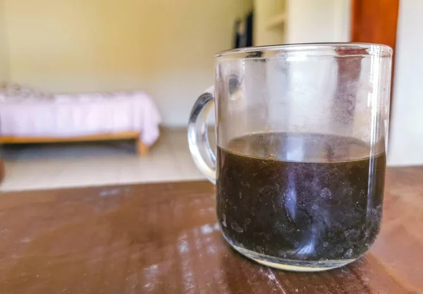 Meksika Dan Gelen Bir Bardak Sade Kahve Temiz Mutfakta Ahşap — Stok fotoğraf