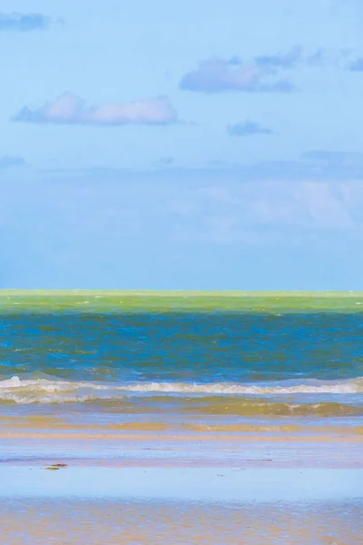 Panorama Landscape View Beautiful Holbox Island Sandbank Beach Waves Turquoise — стокове фото