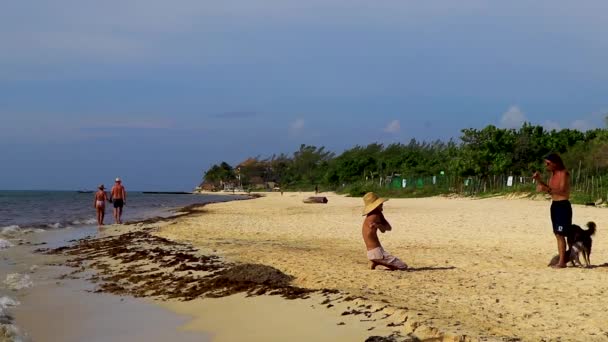 Playa Del Carmen Mexiko Augusti 2021 Tropisk Mexikansk Strand Landskap — Stockvideo