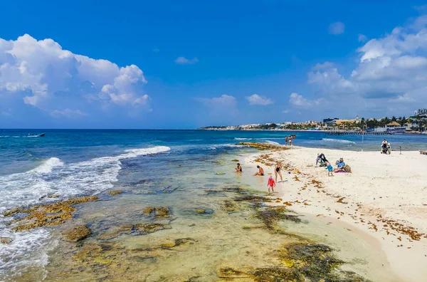 Playa Del Carmen Mayo 2022 Panorama Tropical Playa Mexicana Lleno — Foto de Stock